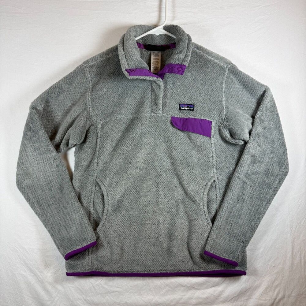 Patagonia Re-Tool Snap-T Fleece Pullover Gray Purple Polartec Women's Medium